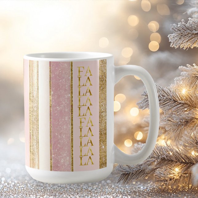 Caneca De Café Natal Dourado rosa Fa La Pattern#27 ID1009 (Criador carregado)