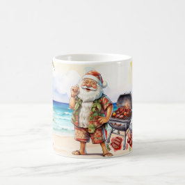 Caneca De Café Natal em julho com Papais noeis na praia