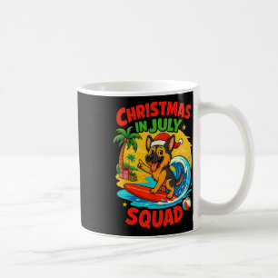 Caneca De Café Natal Em Julho Engraçado Pastor Alemão Surfando Fe