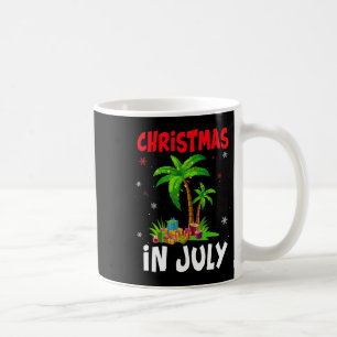 Caneca De Café Natal Em Julho Palmeira Árvore De Natal Praia Verã
