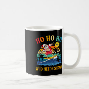 Caneca De Café Natal Em Julho Papai Noel Engraçado Surfando Praia