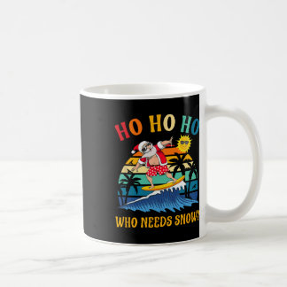 Caneca De Café Natal Em Julho Papai Noel Engraçado Surfando Praia