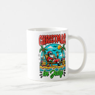 Caneca De Café Natal Em Julho Papai Noel Festa De Praia De Verão 