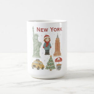 Caneca De Café Natal em Nova York Aquarela – Fofo