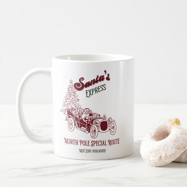 Caneca De Café Natal Expresso Vintage de Natal (Com Donut)