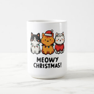 Caneca De Café Natal Feliz dos Gatos Chapéus do Papai Noel