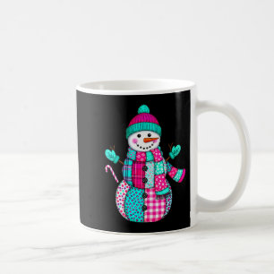 Caneca De Café Natal Feminino Remendo Boneco de Neve Préppy Retrô