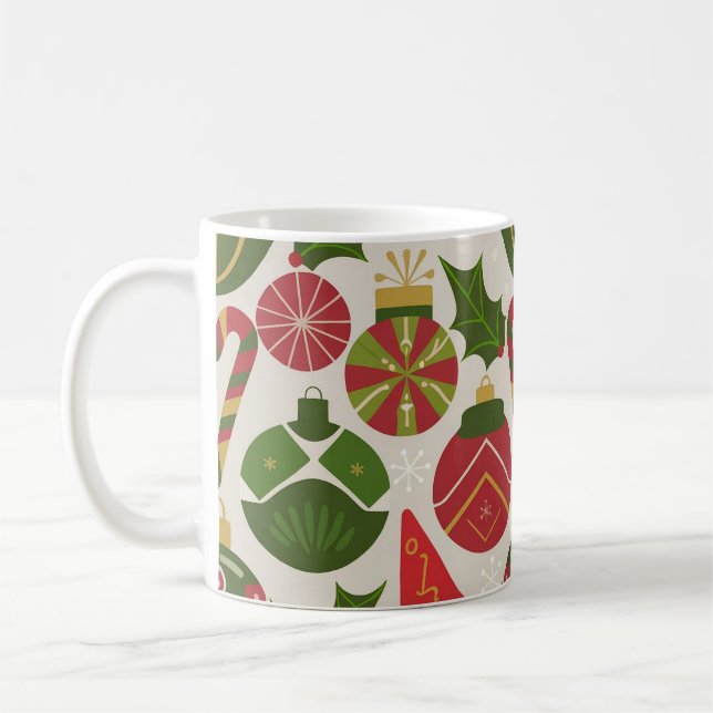 Caneca De Café Natal Festivo com Elementos de Férias (Esquerda)