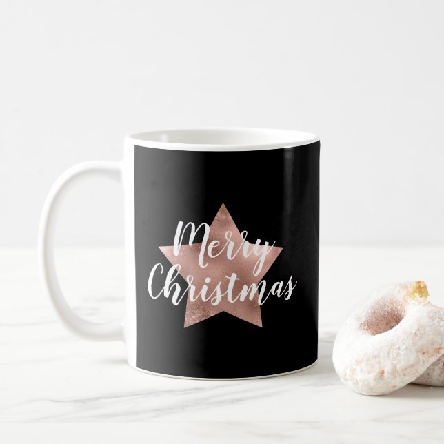 Caneca De Café Natal Festivo Estrela Negra Feliz Natal (Com Donut)