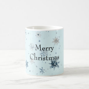 Caneca De Café Natal Flocos de Neve Azuis