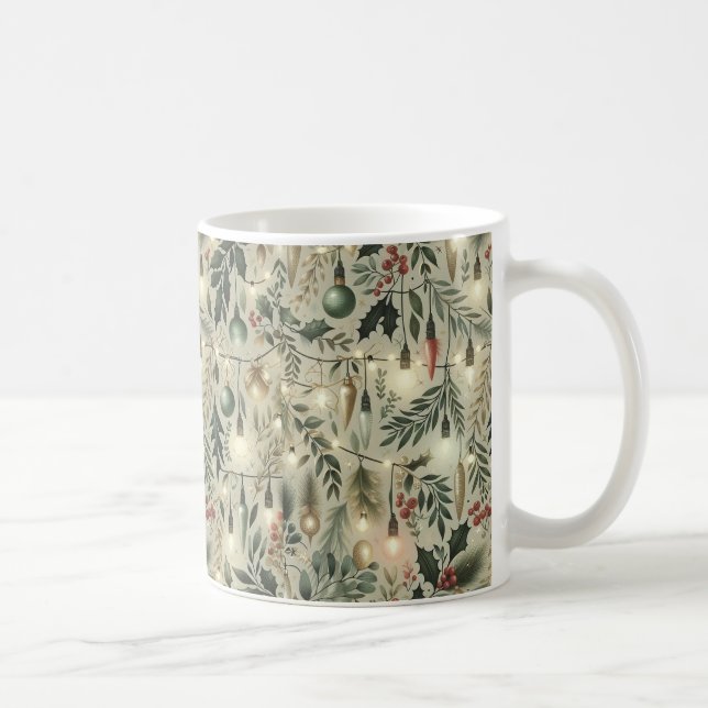 Caneca De Café Natal Garland e Lights Mug (Direita)