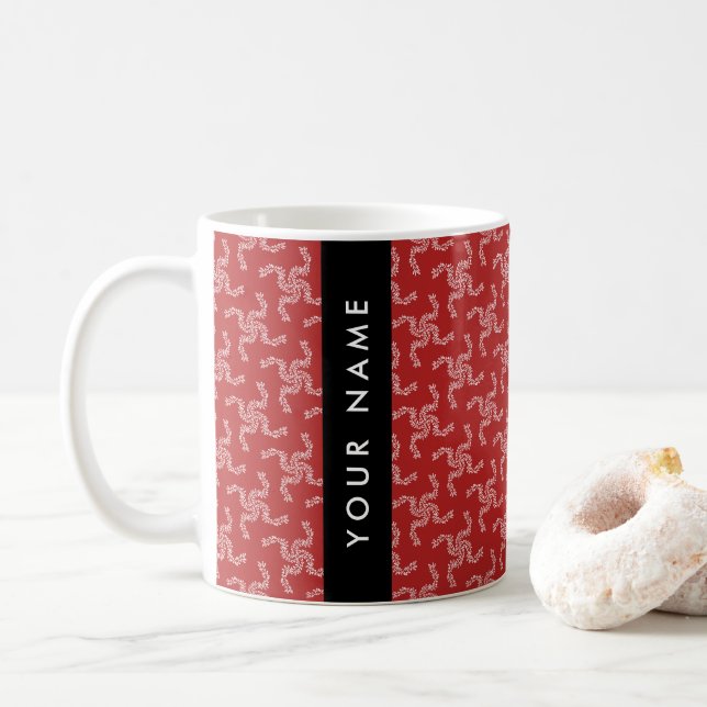 Caneca De Café Natal Garland, Red, Seu nome, Personalize (Com Donut)