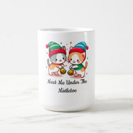 Caneca De Café Natal Gatinho Fofo Encontre-me Debaixo do MistleTo