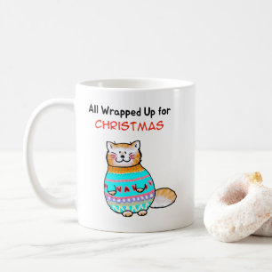Caneca De Café Natal Gato Caprichoso Alegria de Férias