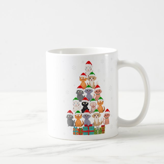 Caneca De Café Natal Gatos Xmas Meia Natal (Direita)