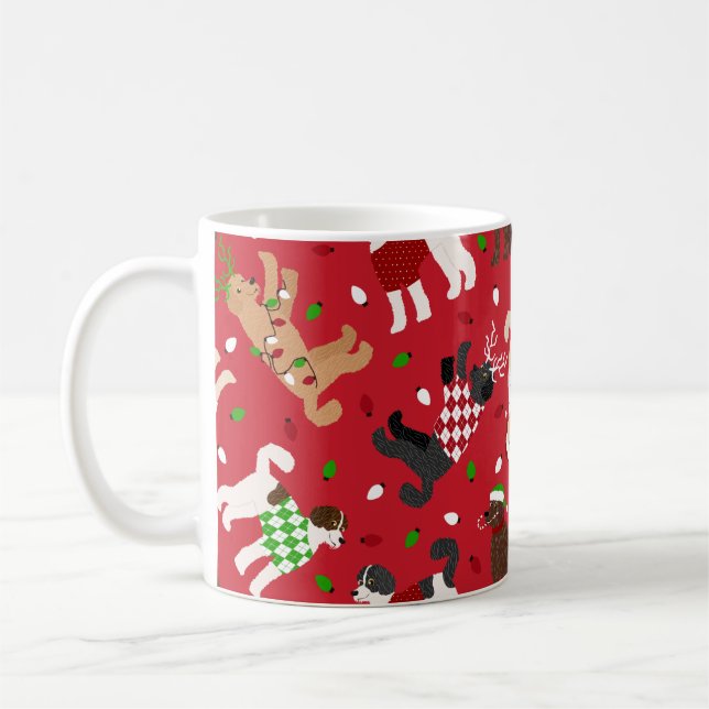 Caneca De Café Natal Goldendoodle Labradoodle (Esquerda)