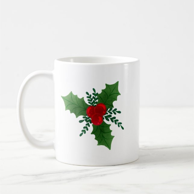 Caneca De Café Natal Holly (Esquerda)