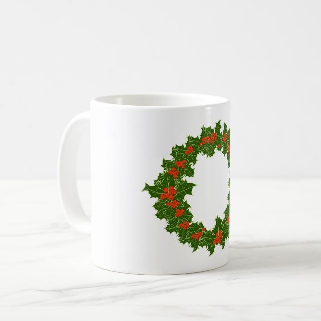 Caneca De Café Natal Holly Wreath (Frente Esquerda)