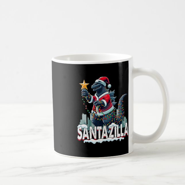 Caneca De Café Natal Kaiju Santazilla Monstro Japonês Dinossa (Direita)
