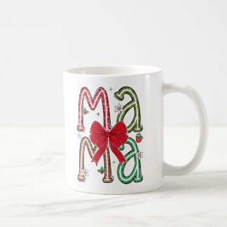 Caneca De Café Natal MAMA Letras Arco Vermelho Festivo