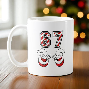 Caneca De Café Natal Meme do Papai Noel Seis Sete 67 6 7 Feriado