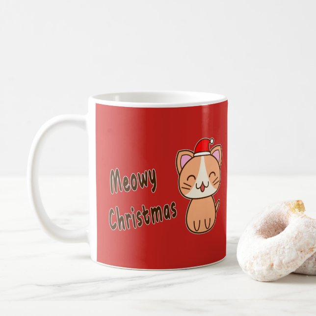 Caneca De Café Natal Meowy (Com Donut)