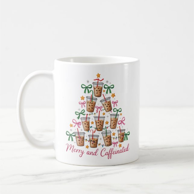Caneca De Café Natal Merry & Caffeinated Coquette Café com Leite (Esquerda)