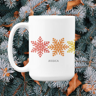 Caneca De Café Natal Moderno Colorido dos Flocos de Neve