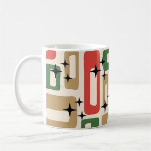 Caneca De Café Natal Moderno de Meados do Século Atômico