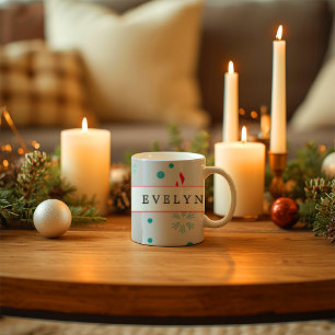 Caneca De Café Natal Moderno e Elegante com Alegria