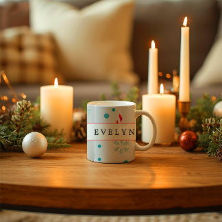 Caneca De Café Natal Moderno e Elegante com Alegria