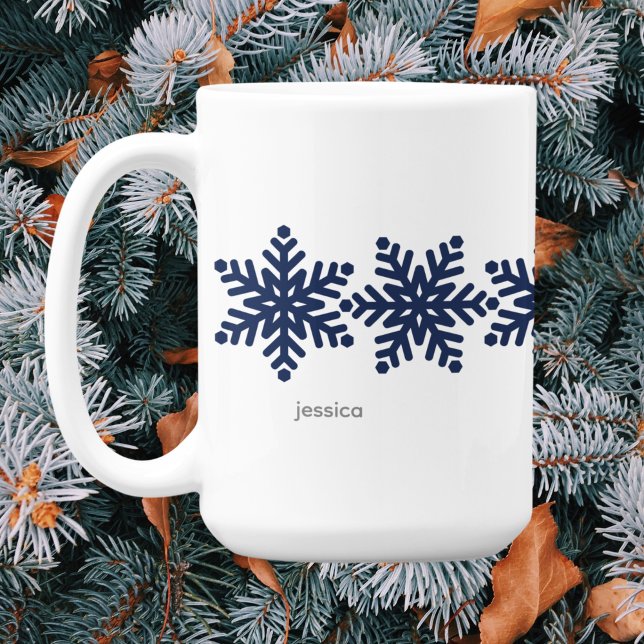 Caneca De Café Natal moderno em flocos de neve (Criador carregado)