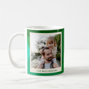 Caneca De Café Natal Moderno Foto Verde Personalizada da Família