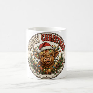 Caneca De Café Natal Mooey – Vaca das Terras Altas Engraçada