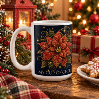 Caneca De Café Natal nas Estrelas | Poinsettia