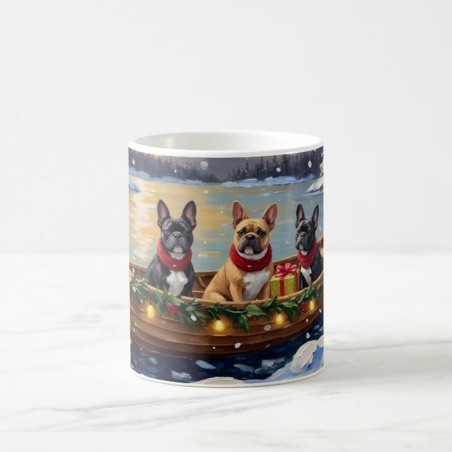 Caneca De Café Natal no barco com Bulldog Francês (Centro)