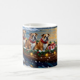 Caneca De Café Natal no Barco de Natal do Bulldog