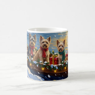 Caneca De Café Natal no barco do Terrier Tibetano