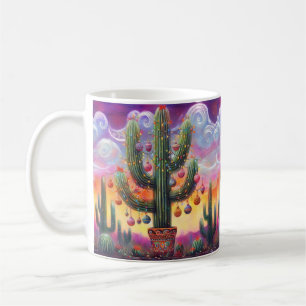 Caneca De Café Natal no Deserto Sudoeste Saguaro Cactus