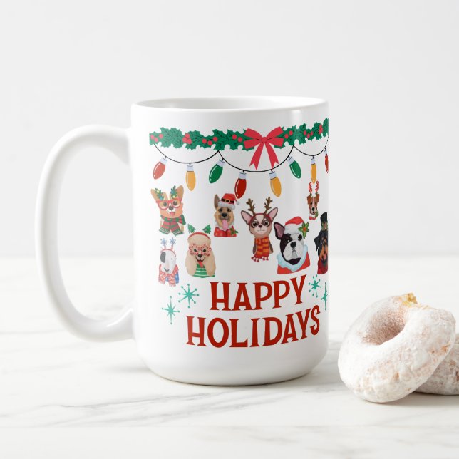 caneca de café natal no telhado 15oz (Com Donut)