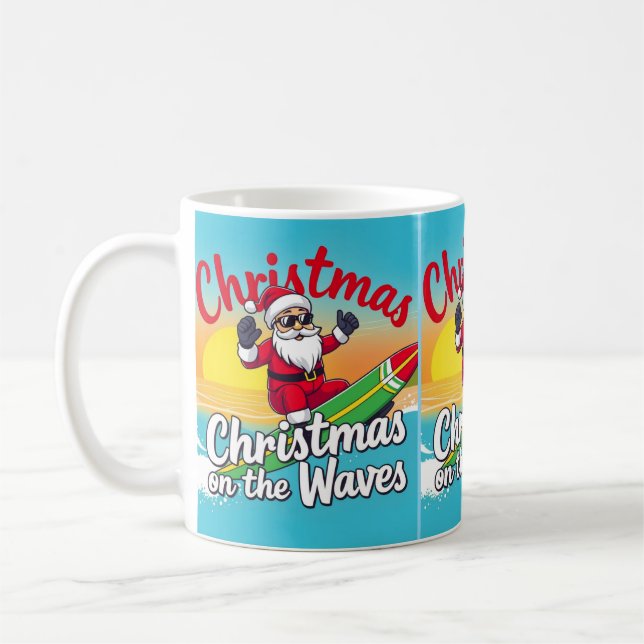Caneca De Café Natal nos Papais noeis das Ondas (Esquerda)