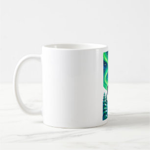 Caneca de Café Natal Noturna da Renas Aurora