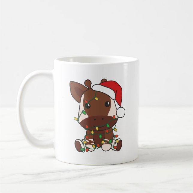 Caneca De Café Natal Okapi Feriado de Animais de inverno Okapis (Esquerda)