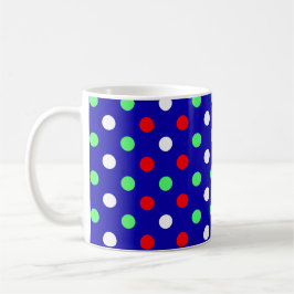 Caneca De Café Natal - Padrão de Pontos Vermelhos, Verdes e Branc