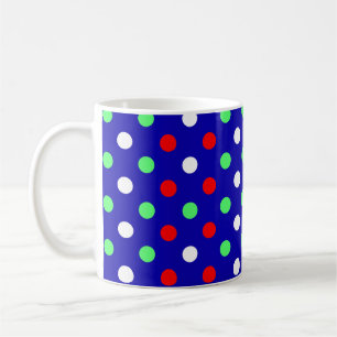 Caneca De Café Natal - Padrão de Pontos Vermelhos, Verdes e Branc