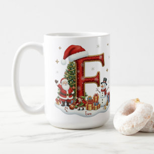 Caneca De Café Natal Papai Noel Elfo Pinguim Alfabeto E