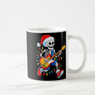 Caneca De Café Natal Papai Noel Esqueleto Tocando Violão Rock Div