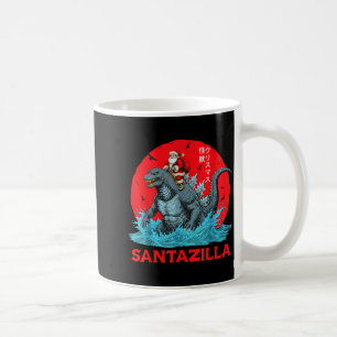 Caneca De Café Natal Papai Noel Montando Monstro Japonês Kaiju Sa