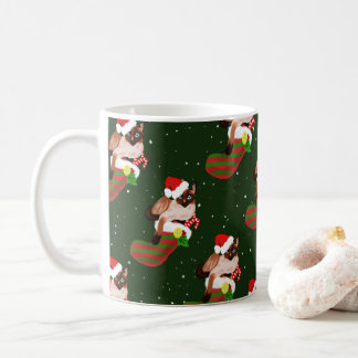 Caneca De Café Natal para gatos siameses com estocagem e chapéu d