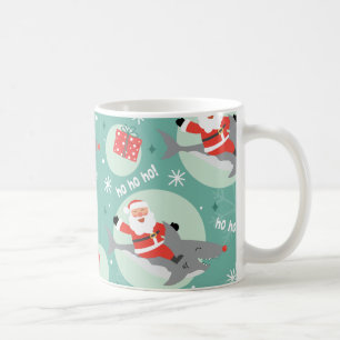 Caneca De Café Natal para o tubarão e Papais noeis